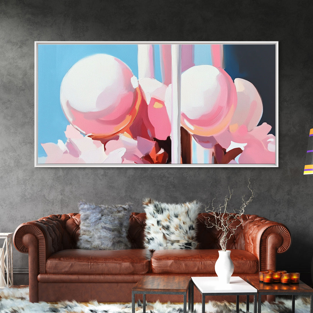 Abstract Sphere Art, Modern Pastel Aesthetic, Surreal Reflection Painting, Dreamy Minimalist Home Decor, Unique Wall Art, Canvas Print