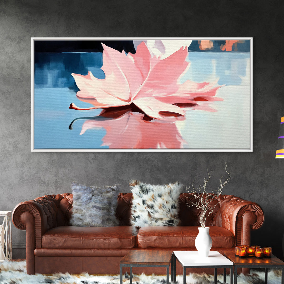 Autumn Leaf, Nature Reflection, Fall Inspired Art, Framed Canvas Print, Cozy Seasonal Wall Decor, Warm Toned Home Aesthetic