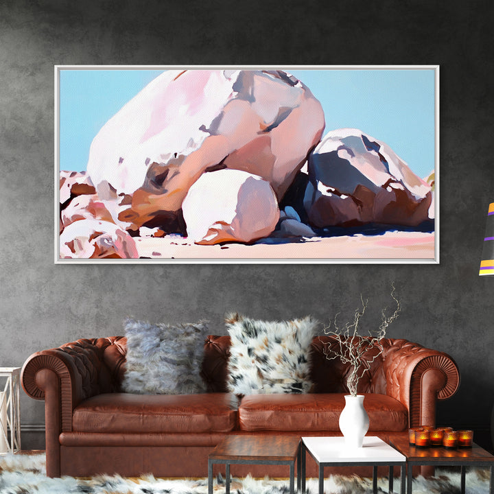 Rock Formations, Desert Landscape, Warm Neutrals, Canvas Print, Bohemian Wall Art, Modern Minimalist Decor, Earthy Tones, Bedroom Wall Art