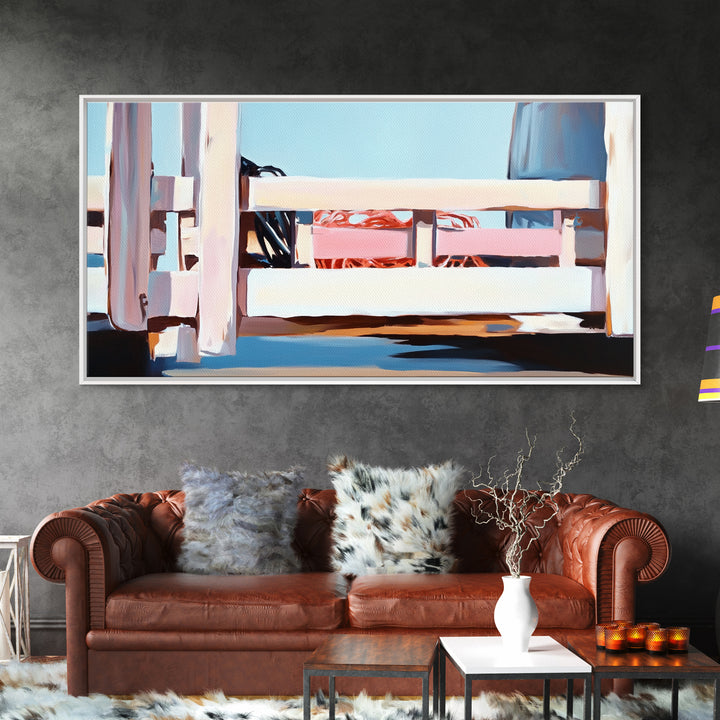 Boardwalk by the Beach, Coastal Landscape Print, Seaside Home Decor, Nautical Beach House, Minimalist Summer Art, Living Room Canvas Print