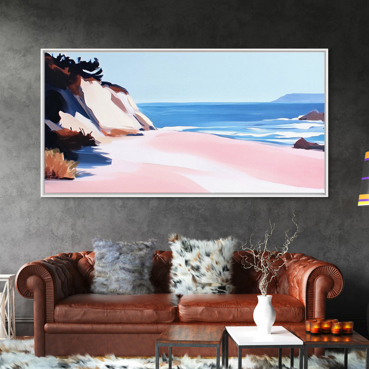 Coastal Escape, Ocean Waves, Seaside Serenity, Framed Canvas Print, Beach House Decor, Minimalist Art, Bedroom Wall Art, Nautical Print