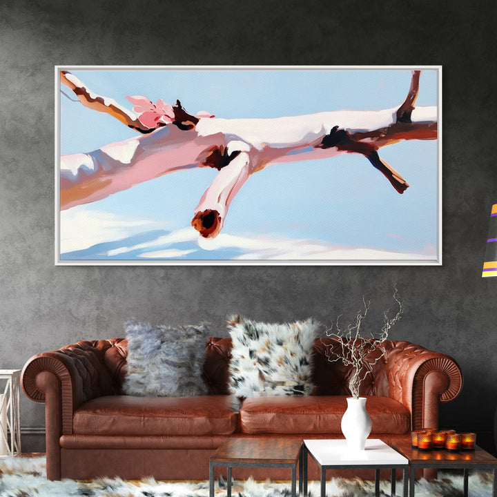 Branch Harmony, Nature Abstract, Earthy Tones, Framed Canvas Print, Bohemian Wall Art, Botanical Decor, Cozy Home Accent, Neutral Artwork