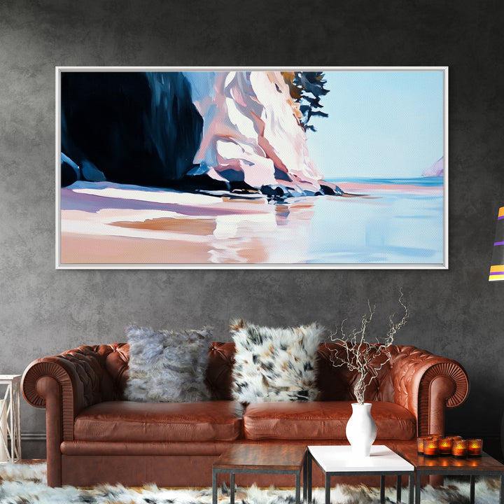 Coastal Cliffside, Ocean View Art, Seaside Landscape, Beach Getaway, Modern Coastal Decor, Nature Scene, Canvas Print, Living Room