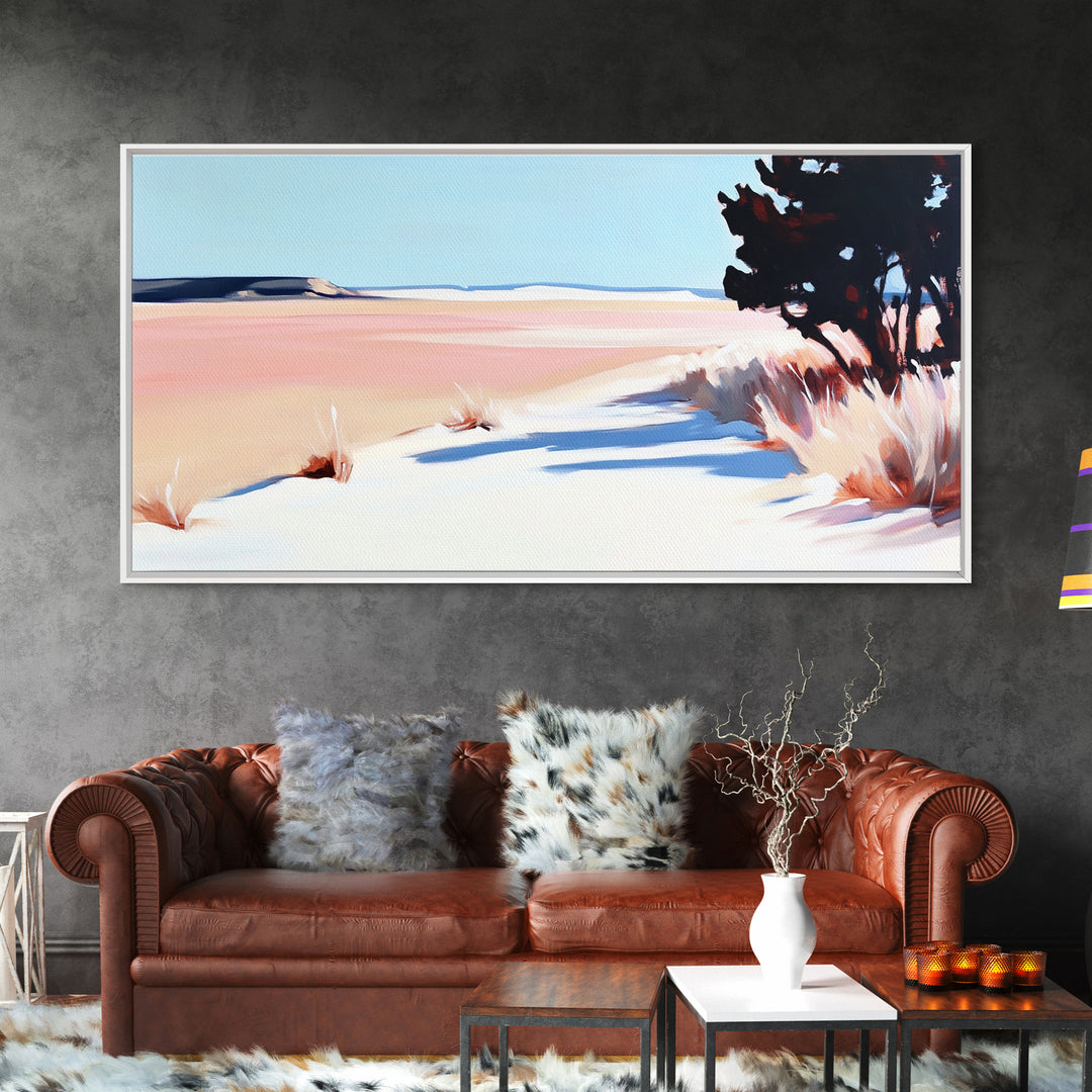 Desert Pathway, Minimalist Landscape Art, Warm Pastel Print, Earthy Aesthetic, Rustic Wall Decor, Bedroom Art, Canvas Print