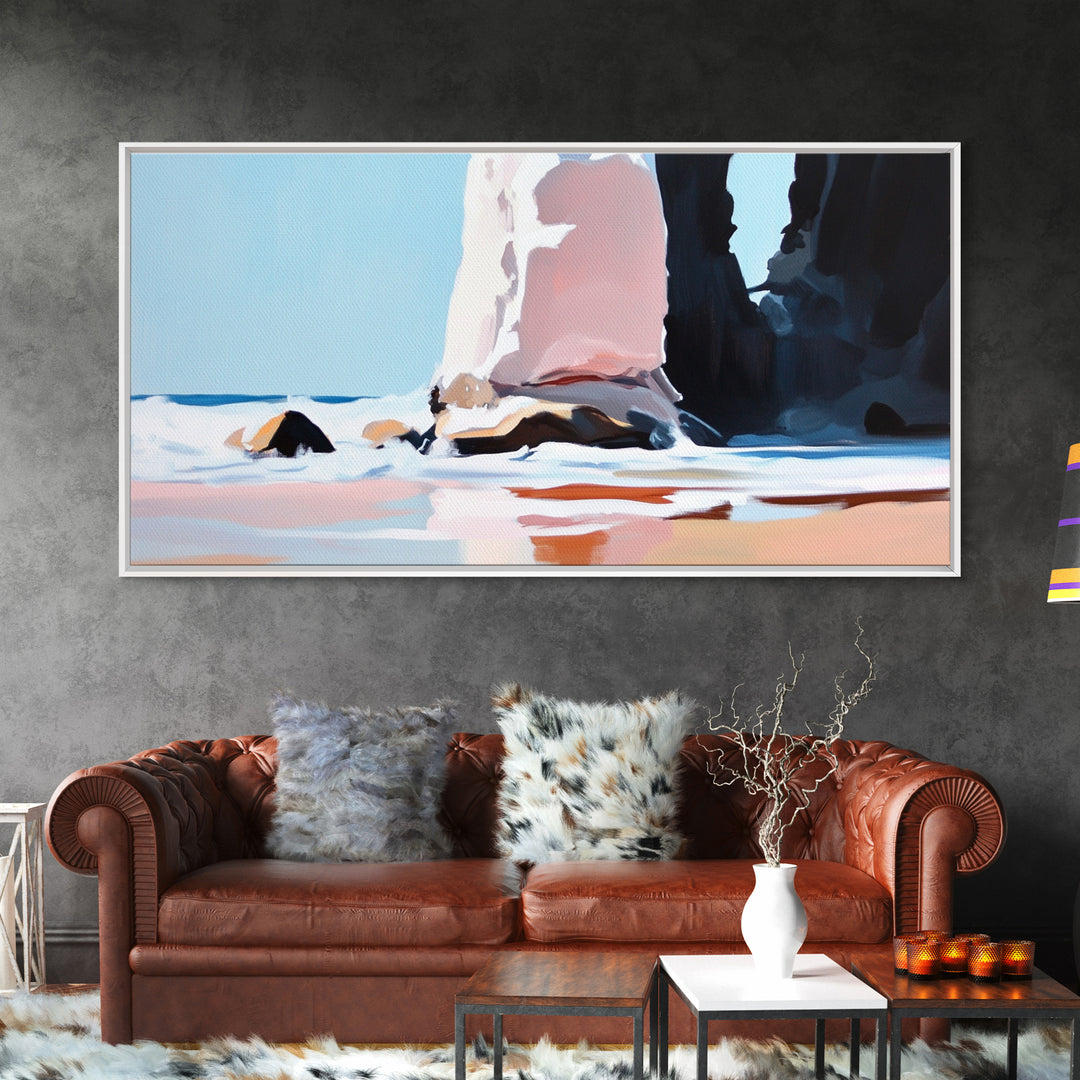 Coastal Rock, Seascape Art, Framed Canvas Print, Minimalist Beach Decor, Modern Wall Art, Ocean Landscape, Large Wall Art, Living Room