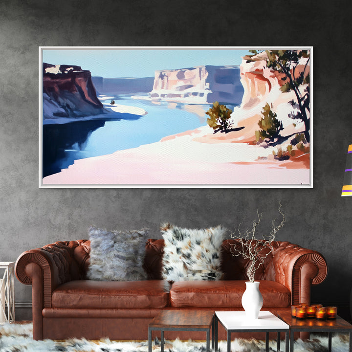 Desert River, Southwest Landscape, Canvas Print, Boho Wall Art, Nature Painting, Earthy Home Decor, Western Art, Office Wall Art