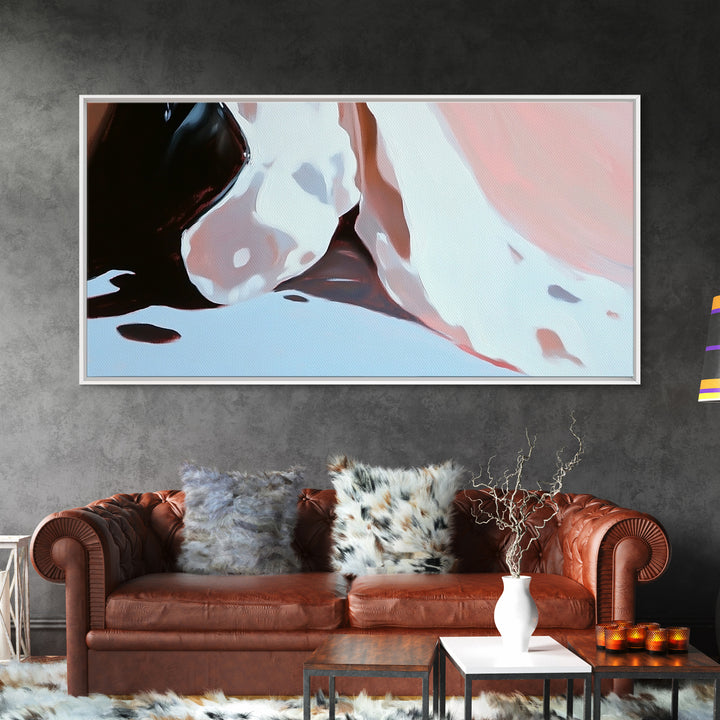 Close Up, Abstract Soft Art, Dreamy Minimalist Painting, Pastel Blue and Pink, Aesthetic Wall Decor, Neutral Modern Art, Canvas Print