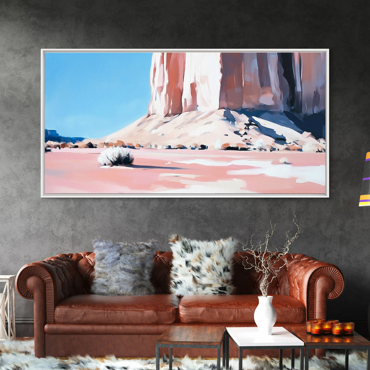 Desert Rock, Monument Valley, Southwestern Art, Minimalist Landscape, Earthy Wall Art, Rustic Home Decor, Framed Canvas Print, Modern Western