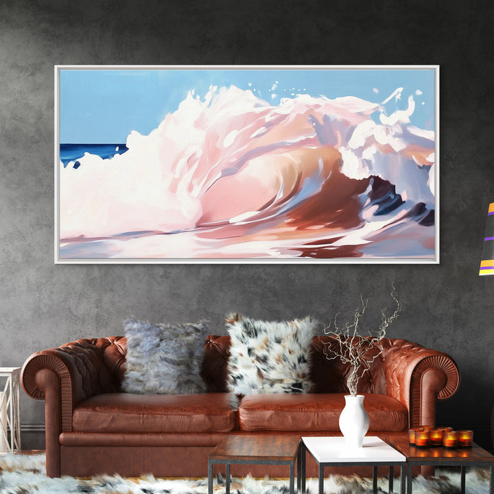 Pastel Wave, Abstract Ocean, Coastal Home Art, Modern Nautical Decor, Minimalist Seascape, Beach House Wall Art, Canvas Print, Calming Blue