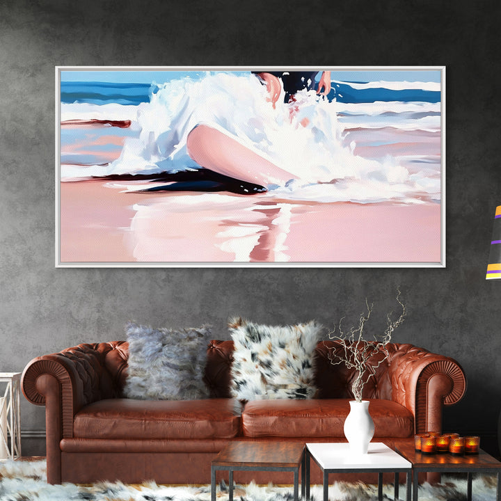 Ocean Splash, Surfer Art, Beach Wall Decor, Canvas Print, Coastal Home Art, Minimalist Wave Painting, Modern Beach House Wall Art