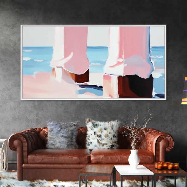 Coastal Pier, Beachside Serenity, Nautical Theme, Ocean Blue Artwork, Minimalist Coastal Art, Tranquil Scene, Canvas Print, Entryway