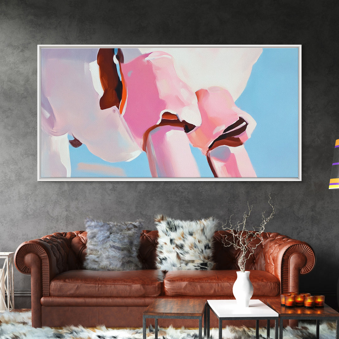 Pink Skull, Contemporary Pop Art, Bold Wall Decor, Cool Living Room Art, Unique Framed Canvas Print, Edgy Aesthetic Artwork