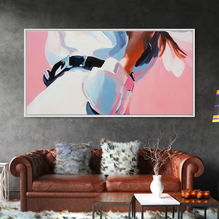 Cowgirl Outfit, Country Aesthetic, Western Home Decor, Feminine Wall Art, Fashion Framed Canvas Print, Pink and Blue Artwork