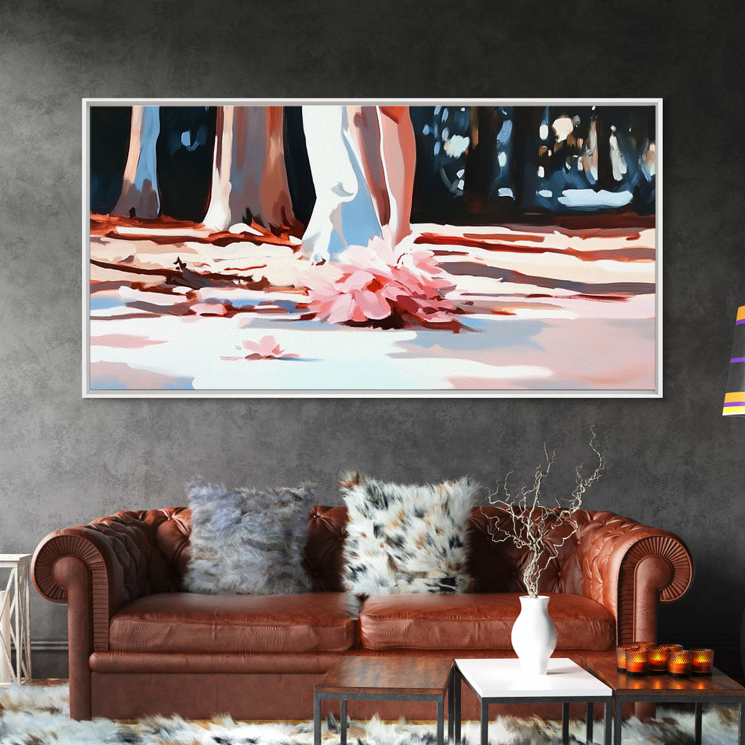 Blush Wedding, Romantic Art, Framed Canvas Print, Elegant Wall Decor, Feminine Painting, Modern Bedroom Art, Minimalist Aesthetic