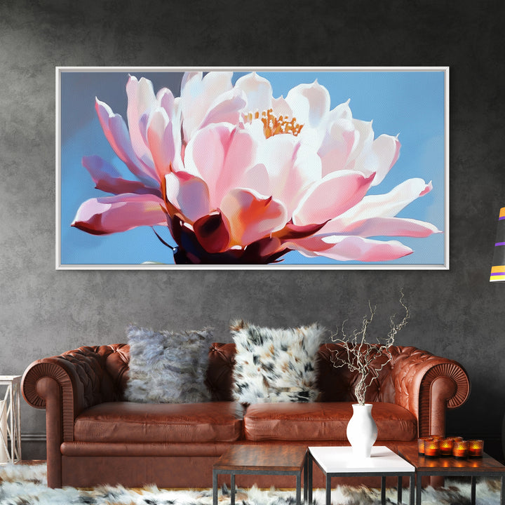 Blooming Cactus, Floral Wall Art, Desert Aesthetic, Boho Nature Decor, Soft Pink Botanical, Succulent Art, Canvas Print, Kitchen Decor