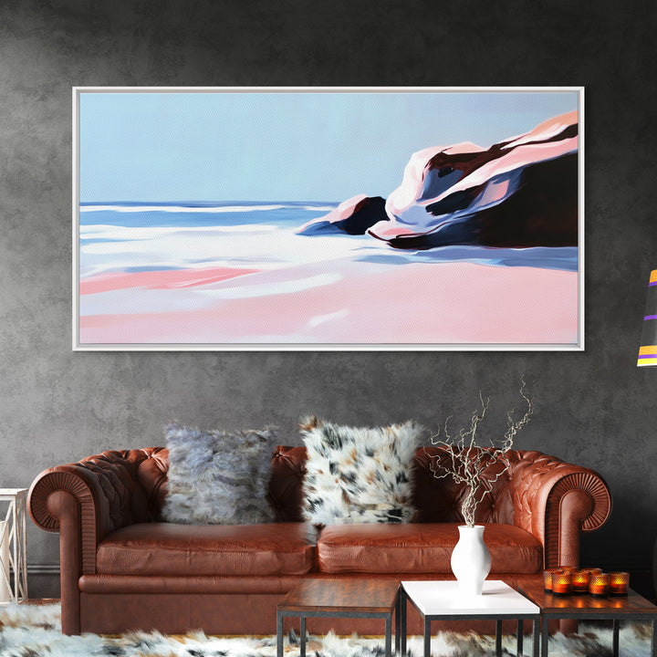 Ocean Breeze, Rolling Waves, Beach Escape, Canvas Print, Coastal Wall Art, Living Room Decor, Nautical Painting, Blue Seaside Art