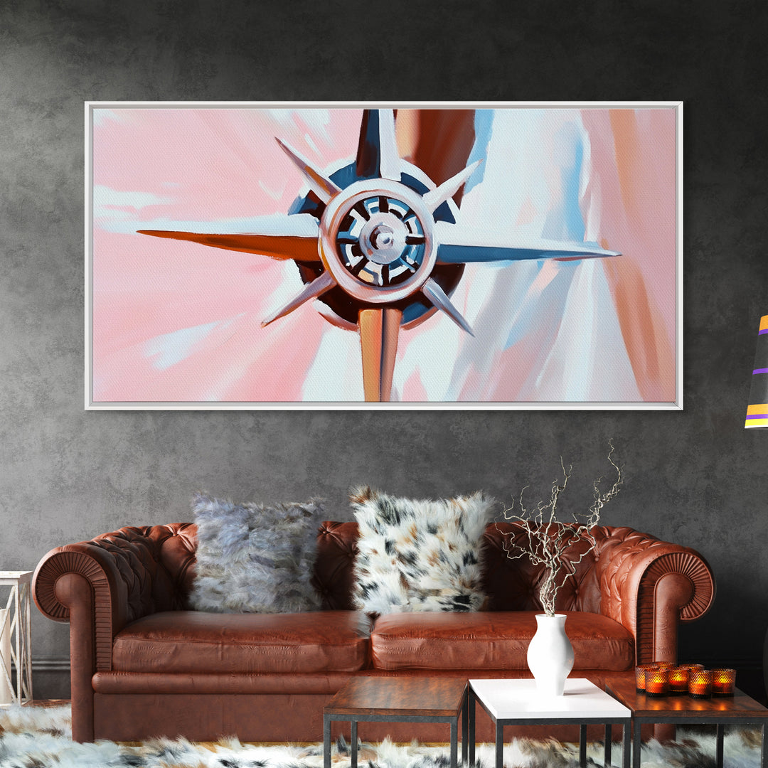 Compass Rose, Nautical Art, Pink Tones, Maritime Decor, Framed Canvas Print, Coastal Home Art, Boho Wall Art, Office Wall Decor