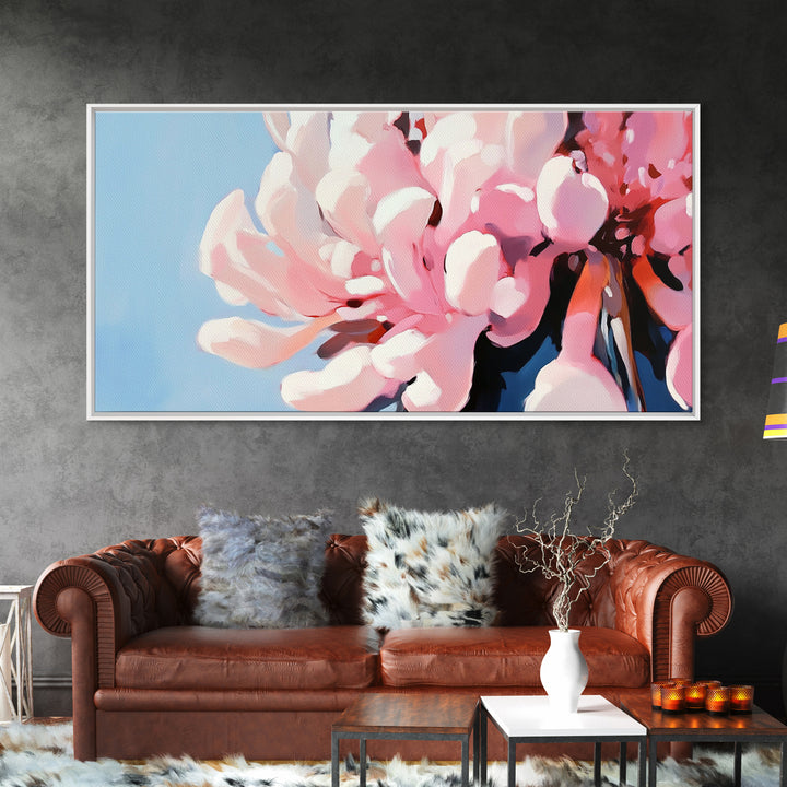 Blooming Flowers, Pink Petals, Floral Print, Modern Art, Framed Canvas Print, Bedroom Wall Art, Feminine Decor, Abstract Flowers