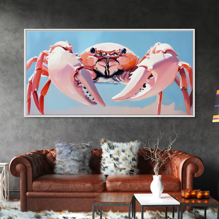 Crab Illustration, Ocean Life, Coastal Kitchen, Beach House Wall Art, Canvas Print, Nautical Artwork, Seaside Aesthetic, Marine Art