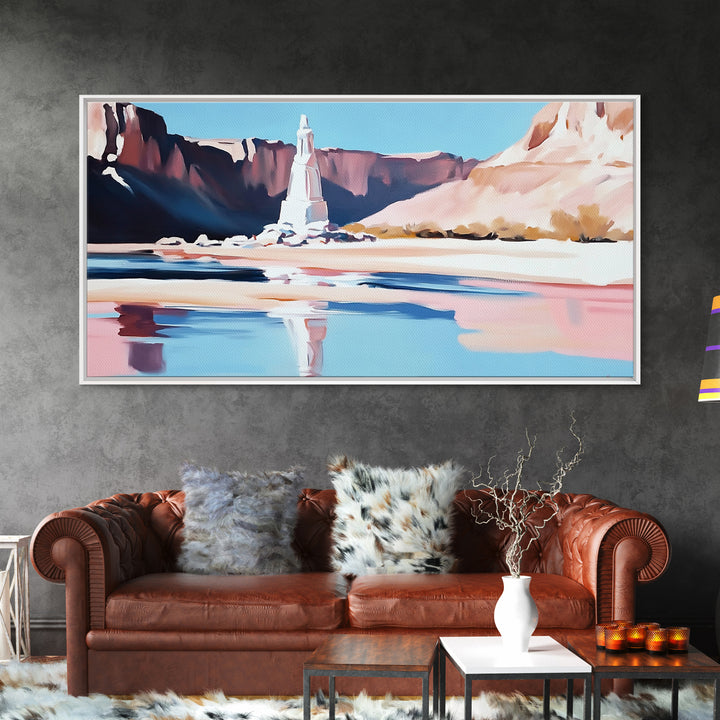 Desert Monument, Canyon Reflection, Southwest Landscape, Framed Canvas Print, Western Art, Rustic Home Decor, Nature Wall Art, Earthy Tones