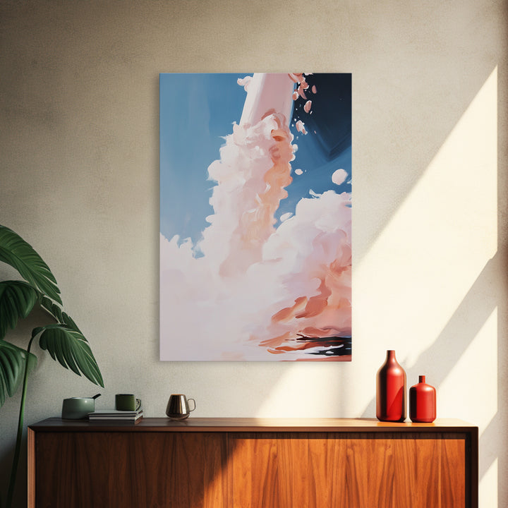 Rocket Launch, Space Exploration, Sci-Fi Aesthetic, Framed Canvas Print, Office Wall Art, Futuristic Home Decor, Astronaut Inspired