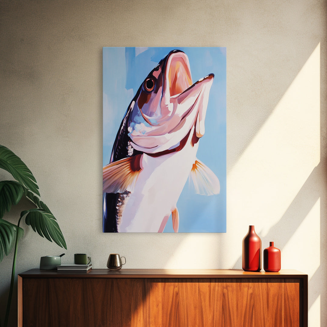 Bass Fish, Fishing Wall Art, Nautical Decor, Sport Fishing, Canvas Print, Coastal Home, Lake House Decor, Rustic Cabin, Ocean Inspired