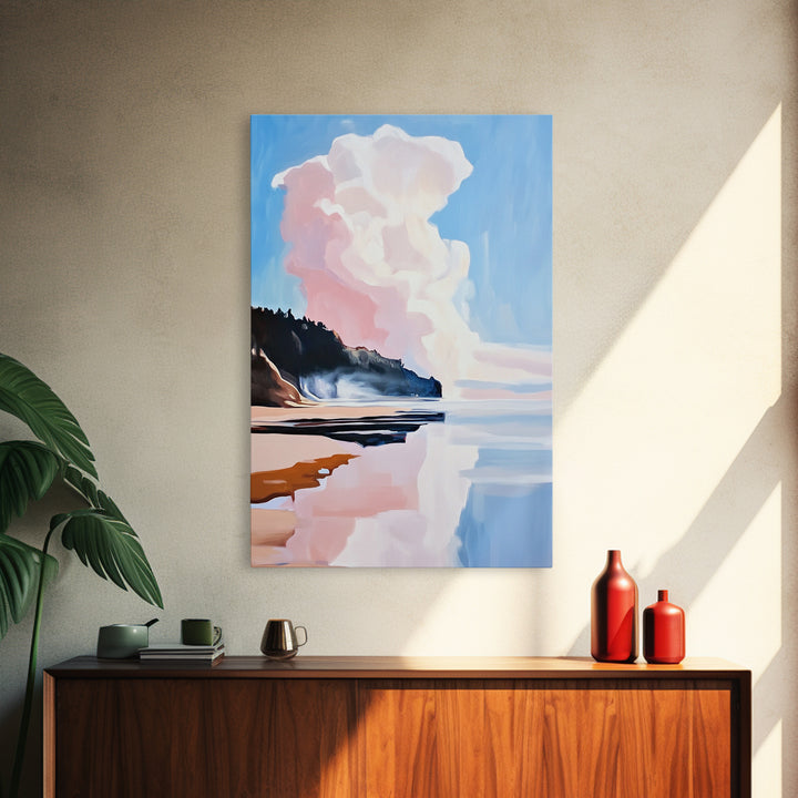 Cloud Reflection, Coastal Landscape, Ocean Sunset Art, Seaside Wall Decor, Framed Canvas Print, Minimalist Beach Art, Living Room Print