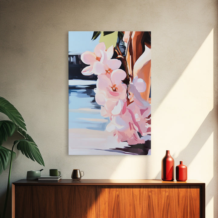 Blossoms, Floral, Nature, Water, Canvas Print, Botanical Wall Art, Feminine Aesthetic, Soft Pastel Decor, Spring Wall Hanging, Living Room Art
