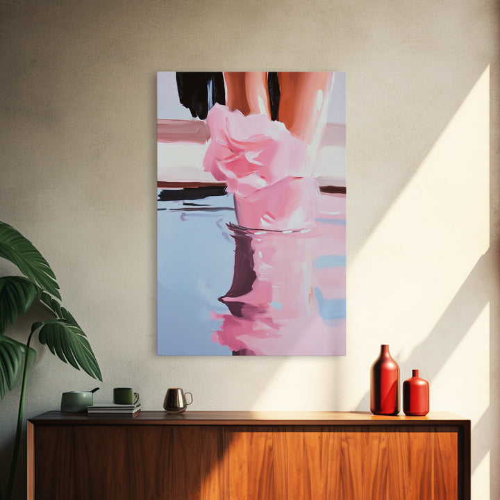 Romantic, Water, Reflection, Feminine, Framed Canvas Print, Elegant Minimalist Artwork, Soft Aesthetic Home Decor, Bedroom Wall Art, Fashion Art