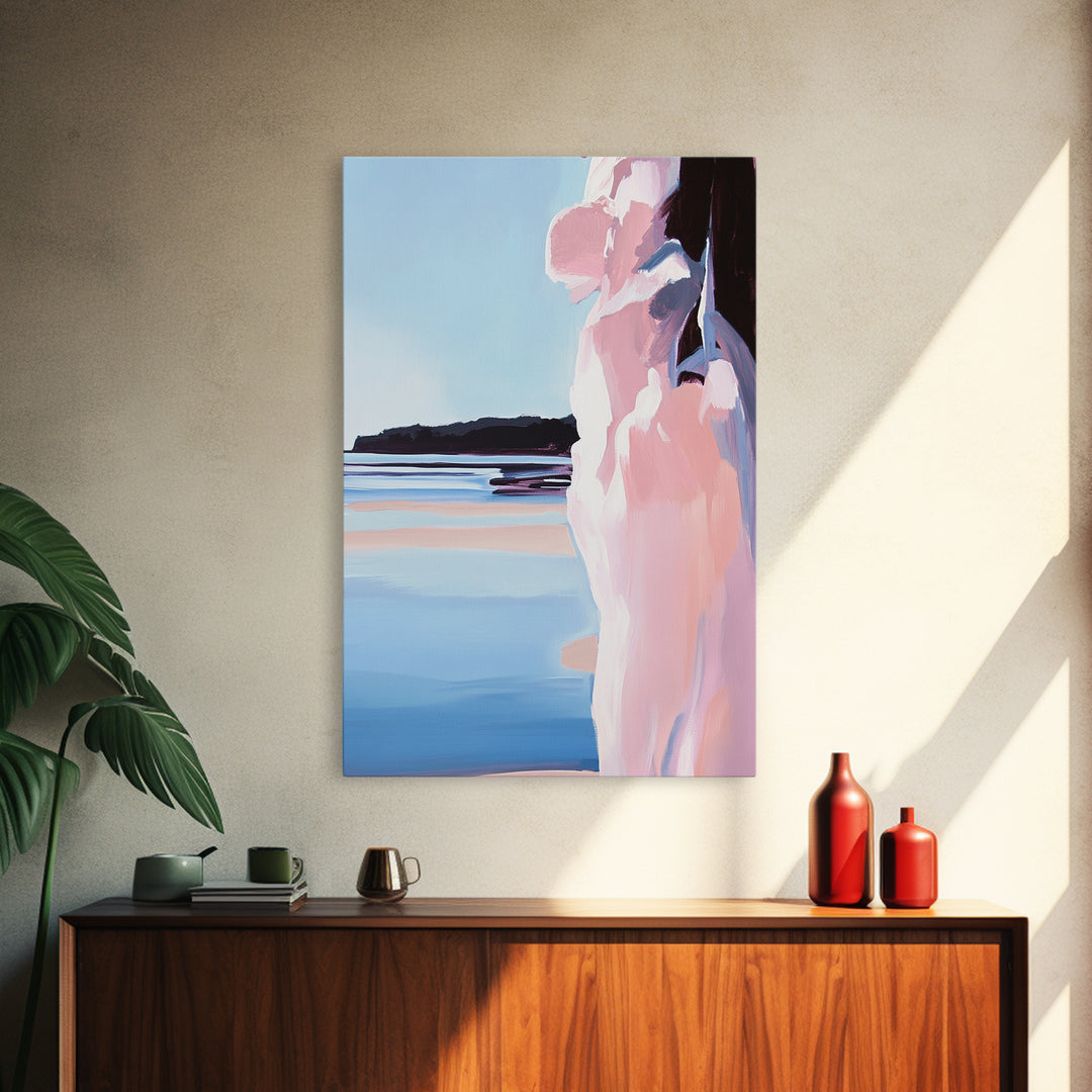 Beach Cliff, Coastal Landscape, Seascape Painting, Canvas Print, Modern Wall Art, Ocean Decor, Minimalist Art, Living Room Wall Art