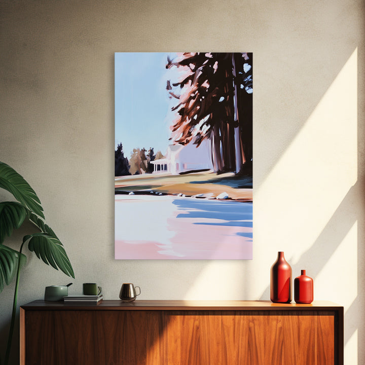 Autumn Tree, Tranquil Landscape Painting, Nature Retreat Art, Framed Canvas Print, Cozy Cabin Wall Decor, Fall Aesthetic