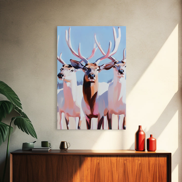 Majestic Deer, Wildlife Wall Art, Rustic Lodge Decor, Cabin Aesthetic, Fall Art, Nature Inspired, Framed Canvas Print, Animal Painting