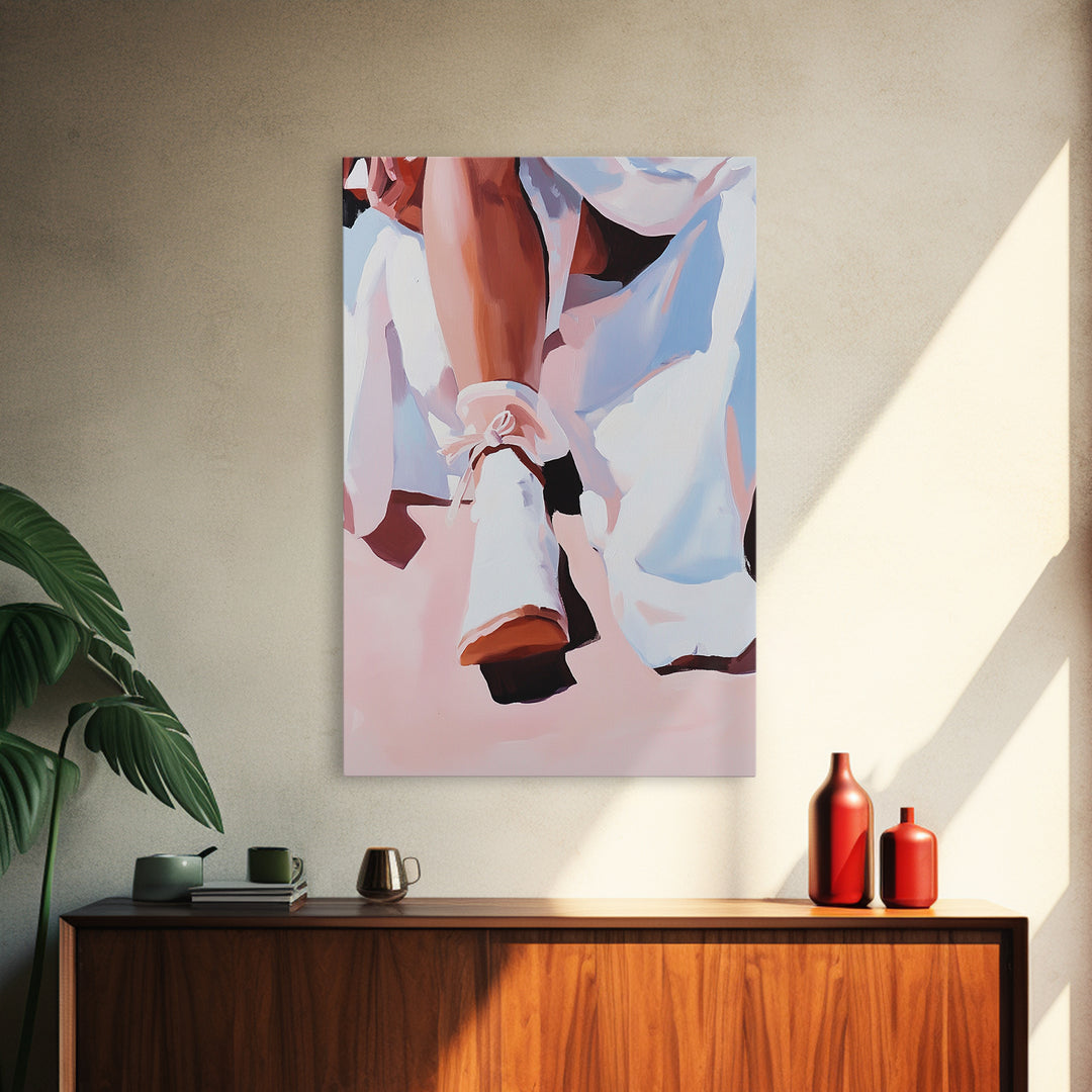 Ballet Shoes, Feminine Art, Elegant Decor, Fashion Print, Framed Canvas Print, Modern Wall Art, Soft Aesthetic, Romantic Artwork