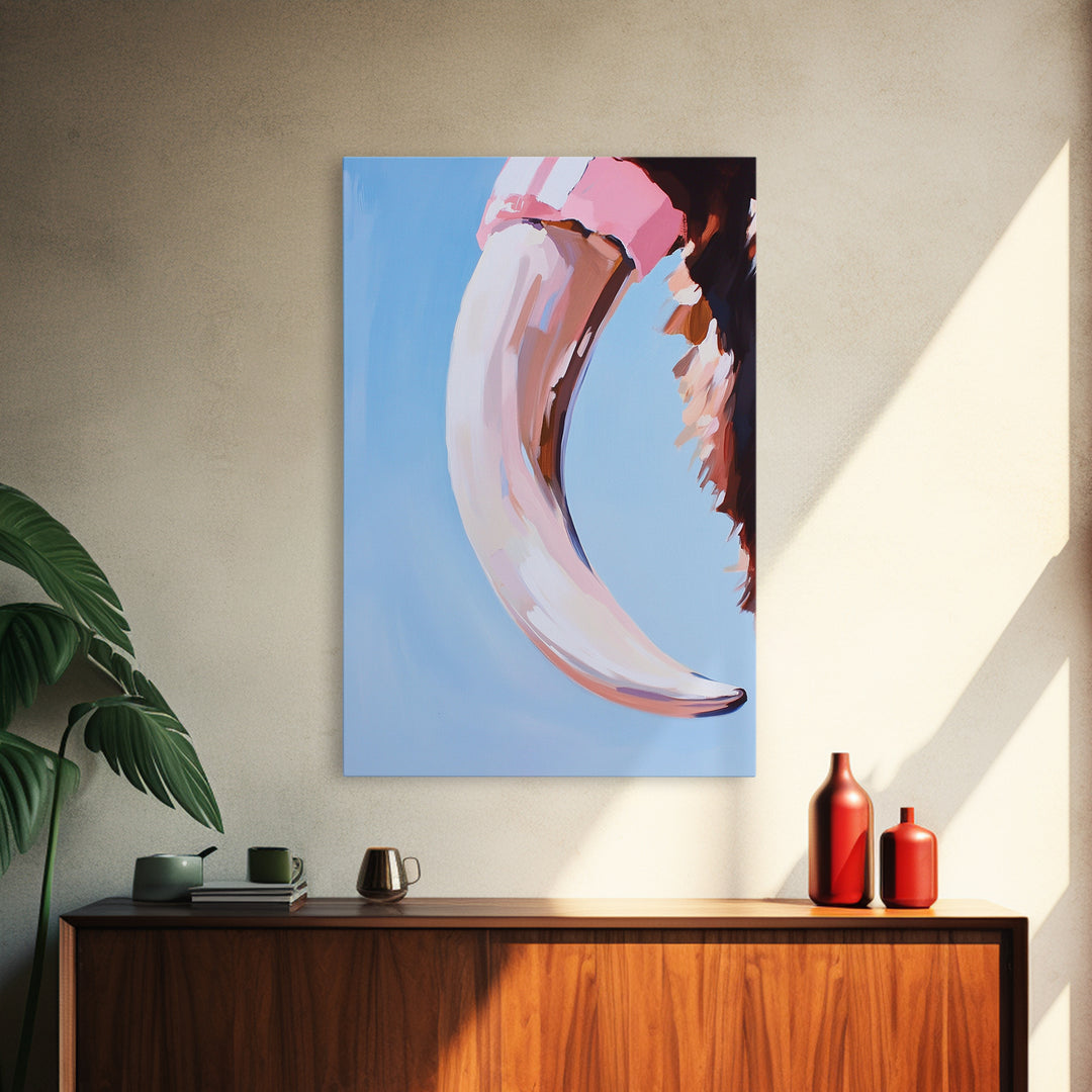 Buffalo Horn, Western Decor, Rustic Art, Cowboy Wall Art, Framed Canvas Print, Boho Style, Minimalist Animal Art, Neutral Aesthetic