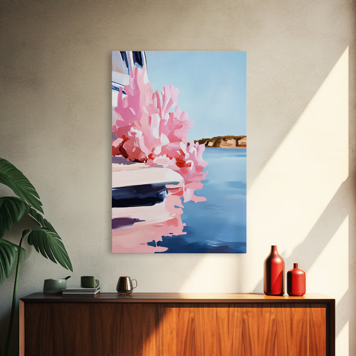 Boat Reflection, Nautical Wall Art, Ocean Painting, Framed Canvas Print, Coastal Living Decor, Modern Seascape, Beach House Artwork