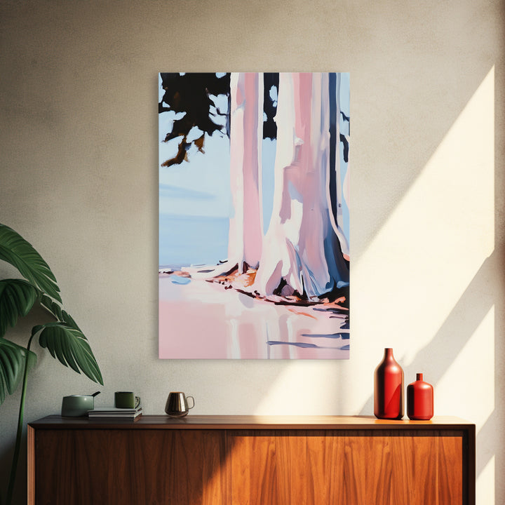 Birch Trees, Modern Forest Art, Minimalist Nature Painting, Cozy Cabin Wall Decor, Framed Canvas Print, Scandinavian Home Aesthetic