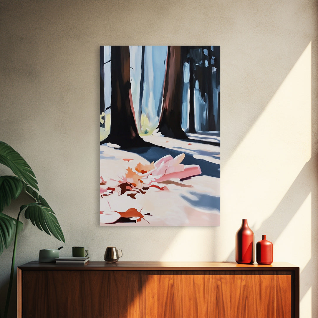 Autumn Forest, Fall Leaves, Cozy Aesthetic, Seasonal Art, Rustic Decor, Warm Tones, Nature Painting, Canvas Print, Living Room Wall Art