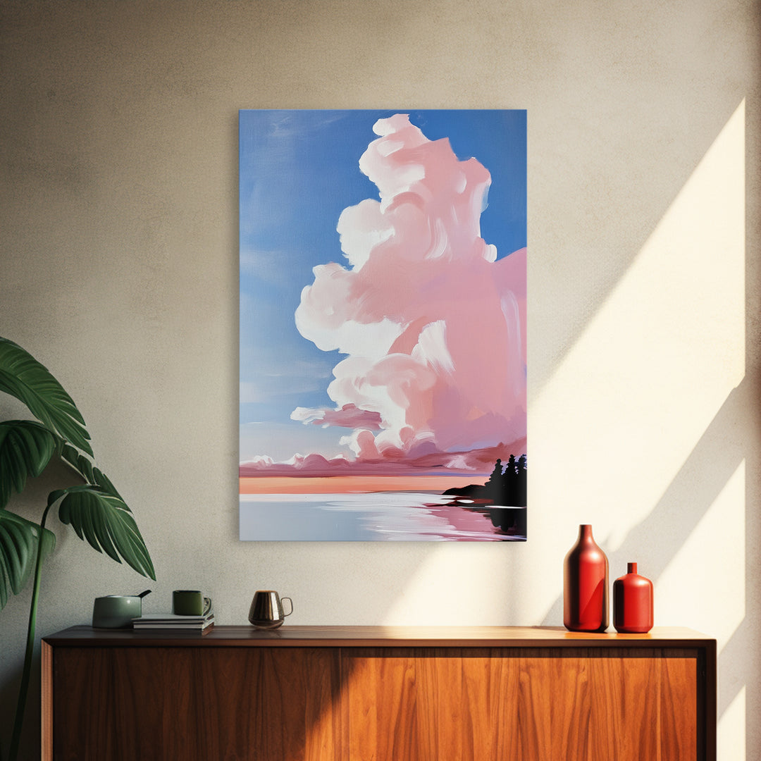 Pink Clouds, Sunset Sky, Dreamy Wall Art, Romantic Painting, Pastel Decor, Soft Aesthetic, Nature Inspired, Canvas Print, Bedroom Art