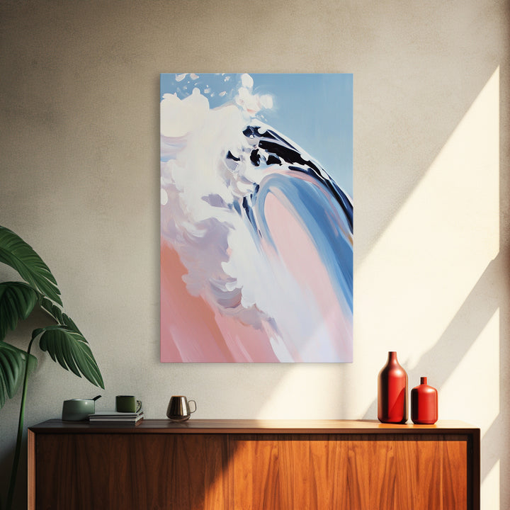 Ocean Curl, Surfer Wave Art, Framed Canvas Print, Beach House Decor, Coastal Painting, Summer Vibes Artwork, Minimalist Seascape