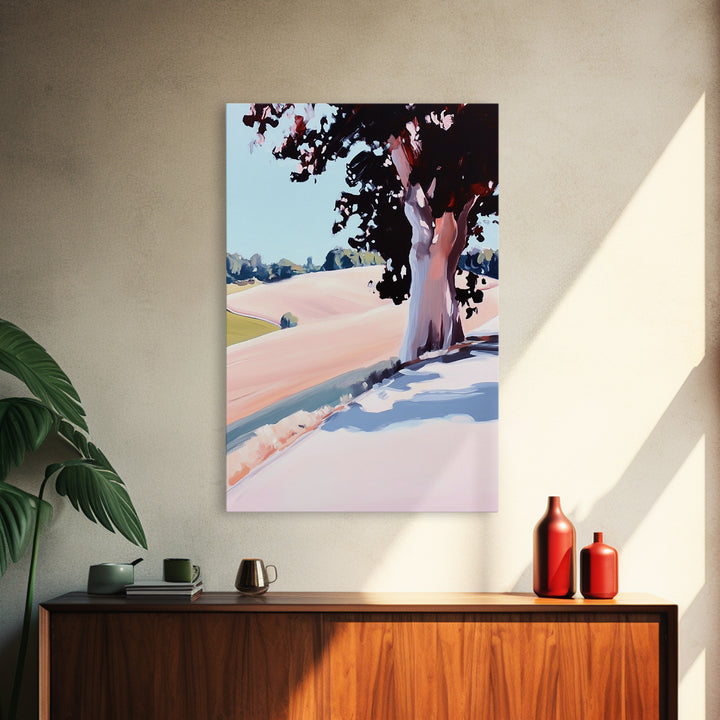 Rolling Hills, Tranquil Landscape, Country Scene, Framed Canvas Print, Rustic Farmhouse Decor, Nature Wall Art, Cozy Living Room Artwork