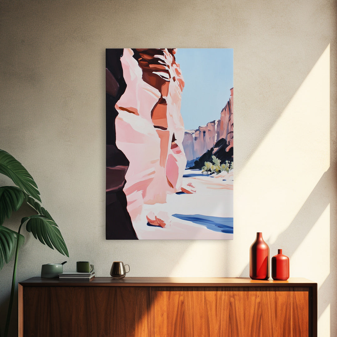 Desert Canyon, Red Rock Art, Southwest Landscape Print, Framed Canvas Print, Nature Lover Gift, Rustic Western Home Decor