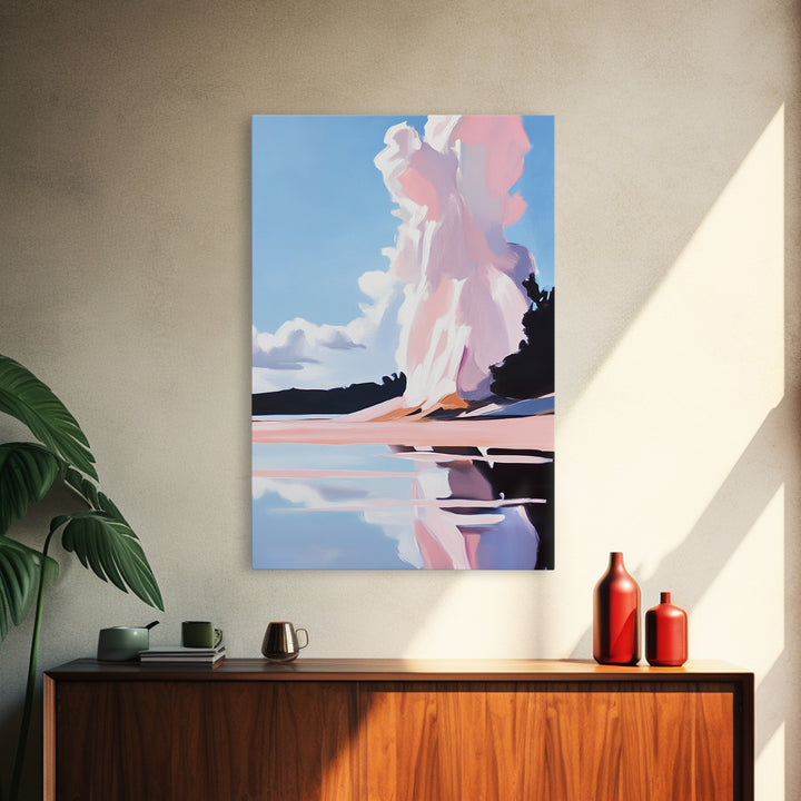 Cloud Reflection, Sky and Water Art, Dreamy Seascape Print, Framed Canvas Print, Serene Coastal Decor, Modern Nature Artwork