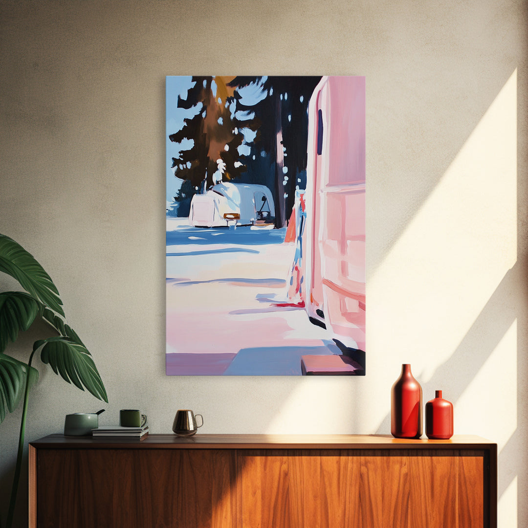 Camper Life, Forest Retreat, Cozy Camping, Canvas Print, Outdoor Adventure, RV Decor, Travel Lover Art, Scenic Nature Painting