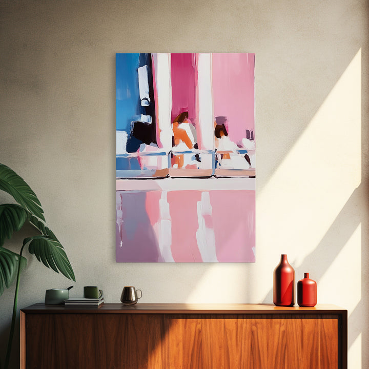 Abstract Reflection, Pink and Blue Art, Contemporary Wall Decor, Canvas Print, Modern Interior Design, Aesthetic Home Styling
