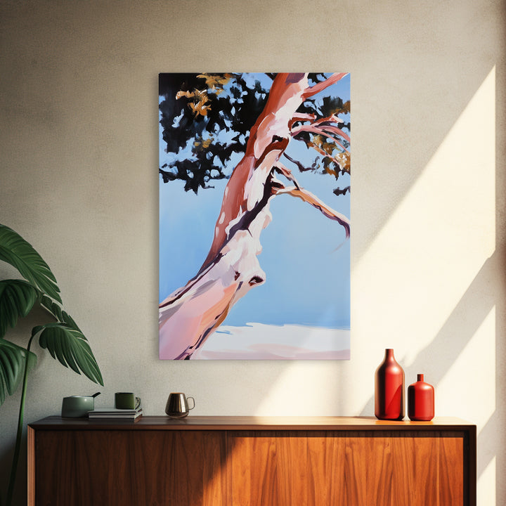 Abstract Tree Art, Modern Landscape Painting, Contemporary Earthy Decor, Minimalist Nature Print, Framed Canvas Print, Office Wall Art