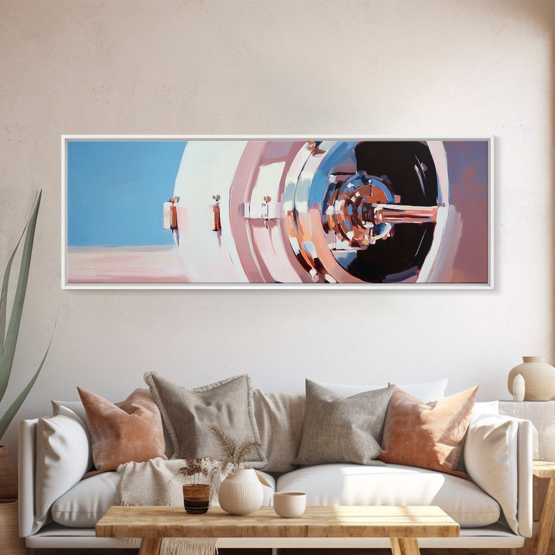 Bank Vault, Industrial Decor, Metallic Wall Art, Framed Canvas Print, Steampunk Aesthetic, Modern Office Artwork, Unique Home Decor