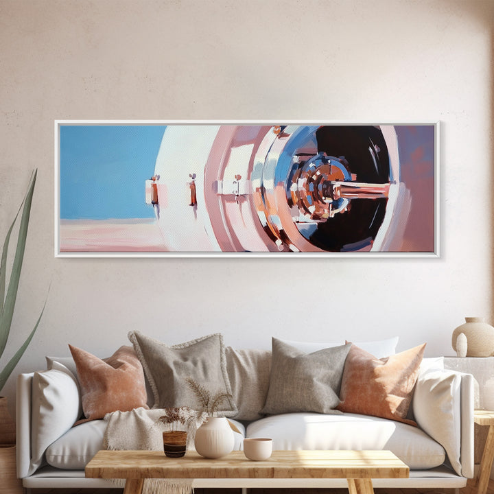 Bank Vault, Industrial Decor, Metallic Wall Art, Framed Canvas Print, Steampunk Aesthetic, Modern Office Artwork, Unique Home Decor