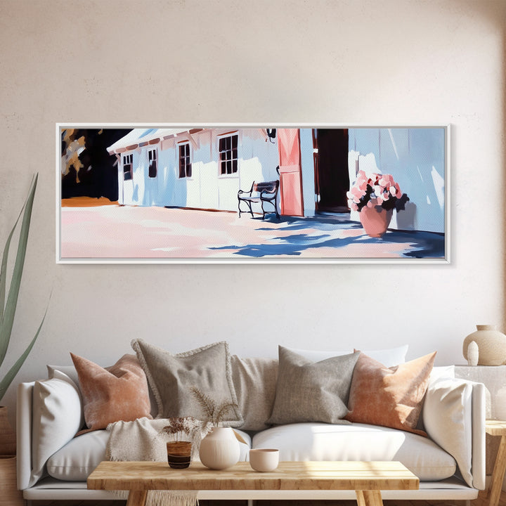 Coastal Barn, rustic farmhouse decor, country wall art, modern country print, neutral home decor, framed canvas print, bedroom art