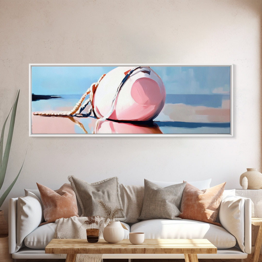 Nautical Buoy, seaside coastal wall art, beach house decor, maritime aesthetic, minimalist print, framed canvas print, lake house art
