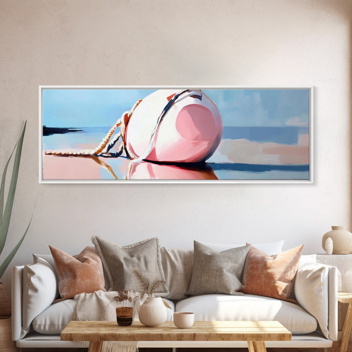 Nautical Buoy, seaside coastal wall art, beach house decor, maritime aesthetic, minimalist print, framed canvas print, lake house art